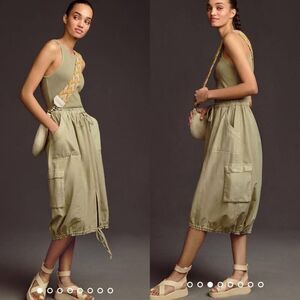 Daily Practice by Anthropologie Be Bold Racerback Twofer Dress S Sage